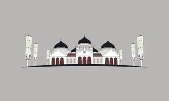 Grand Mosque Vector Illustration on  Solid Color Background