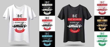 T-shirt design mockup. New black and white typography t-shirt design with mockup in different color. vector