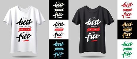 T-shirt design mockup. New black and white typography t-shirt design with mockup in different color. vector