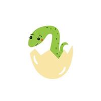 Happy baby snake hatching from the egg vector