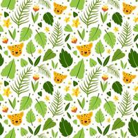 Young leopard hiding in jungle. Seamless vector pattern