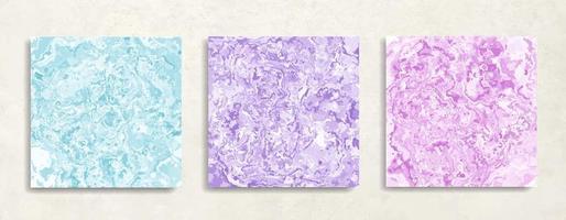 Blue purple abstract marble background set. Art pattern texture vector template