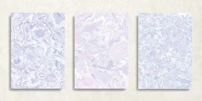 Blue purple abstract marble background set. Vector winter frost texture