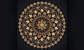 The mandala pattern design.Spiritual symbol ornament on black background. vector