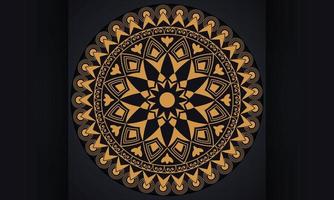 Mandala pattern Design. Golden ornament on black background. vector