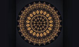 patrón de mandala, diseño abstracto. orientar el diseño tradicional. etiqueta dorada con una cinta. vector