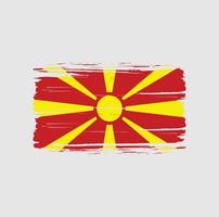 trazo de pincel de la bandera de macedonia del norte. bandera nacional vector