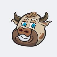 Funny Cow Head With Brown Color. Clip Art Vector. vector