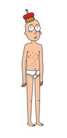 Illustration of a naked king in the crown and shorts. Vector. Flat style. Nude young cartoon man. vector