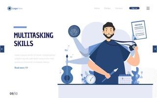 A man multitasking skills concept vector