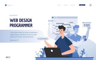 Web design programer multitasking concept vector