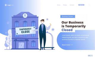 Hotel business are closed during pandemic concept vector