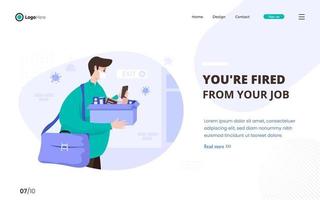 A man fired from office for losing a job concept vector