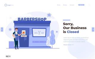 Barbershop business are closed during pandemic concept vector