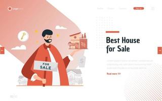 Property seller offers house for sale vector