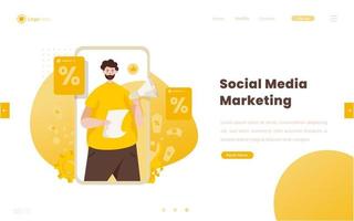 concepto de estrategia de marketing de redes sociales de diseño plano vector