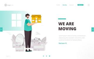 Flat design moving house preparation concept vector