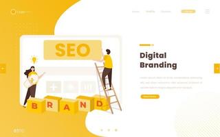 Flat design digital branding strategy concept vector