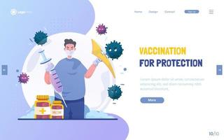 Flat design vaccination for health protection concept vector