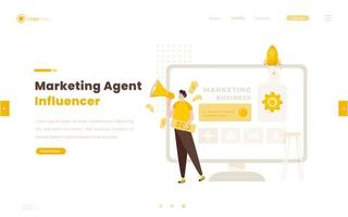 Flat design digital marketing influencer concept vector