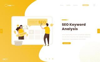 Digital marketing team with SEO keyword analysis concept vector