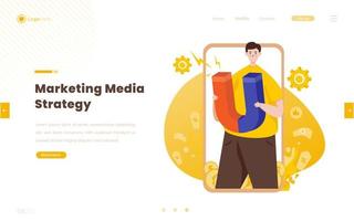 Influencer social media strategy on flat illustration concept vector