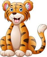 Cartoon a tiger smiling on a white background vector