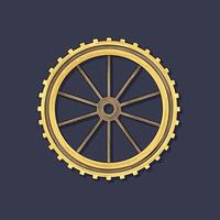 Gear. Vector illustration. The colored round jagged element of the mechanism. Isolated detail. Steampunk