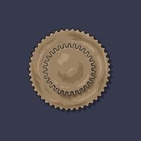 Gear. Vector illustration. The colored round jagged element of the mechanism. Isolated detail. Steampunk