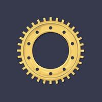 Gear. Vector illustration. The colored round jagged element of the mechanism. Isolated detail. Steampunk