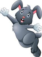 Happy rabbit cartoon waving and dancing vector