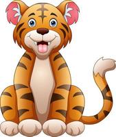 A tiger sitting down on a white background vector