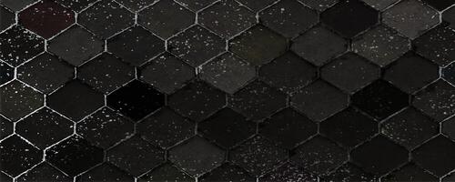 Hexagonal paver block. Black rock texture. Abstract of stone layers. Nature background. 3D Rendering.