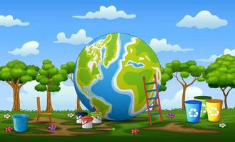 Background of the globe painting process vector