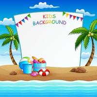 Kids background with swimming equipment on the beach illustration vector