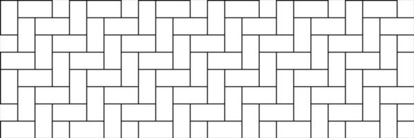 Herringbone pattern laying subway and laminate tiles with black lines on white. vector