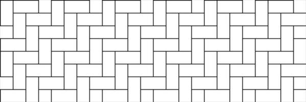 Herringbone pattern laying subway and laminate tiles with black lines on white. vector