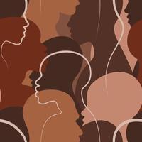 BROWN SEAMLESS VECTOR BACKGROUND WITH SILHOUETTES OF AFRICANS