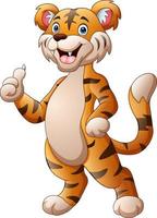 Cute tiger cartoon giving thumb up vector