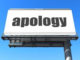 apology word on billboard photo