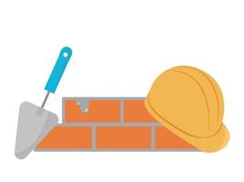 helmet with bricks and trowel vector