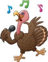 Happy thanksgiving day with singing cool turkey vector