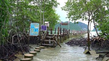 wooden bridge atTalet Bay in Khanom, Nakhon Sri Thammarat tourist travel landmark in Thailand