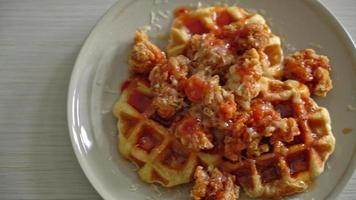 poulet frit maison avec gaufre et fromage video