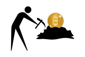 Bitcoin mining concept. Icon of a bitcoin miner isolated on white background. Vector illustration