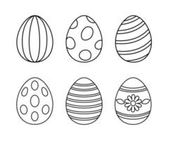 huevos de pascua de arte de línea vectorial para colorear. colección de huevos pintados de contorno vector