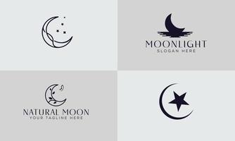 Set of simple moon icons. Outline stroke object. Linear signs pack. Perfect for your website design, logo, app, UI. Vector Editable