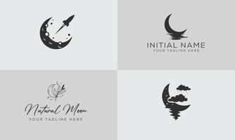 Set of simple moon line icons. Logo for dream, natural moon, mubarak, eid, childhood, moonlight, beach moon. Perfect for web apps and mobile. vector