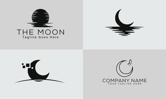 Set of simple moon line icons. Logo for dream, natural moon, mubarak, eid, childhood, moonlight, beach moon. Perfect for web apps and mobile. vector