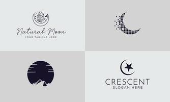 Set of simple moon line icons. Logo for dream, natural moon, mubarak, eid, childhood, moonlight, beach moon. Perfect for web apps and mobile. vector